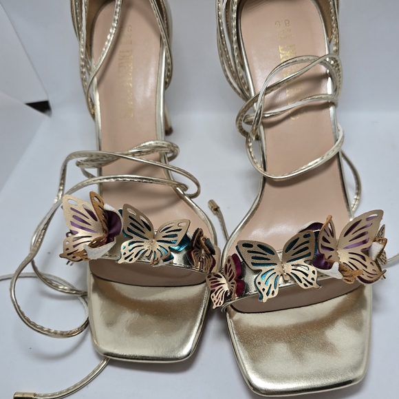 DREAM PAIRS Gold Butterfly Lace Up Strap Stilleto High Heels Sandal - Picture 12 of 16